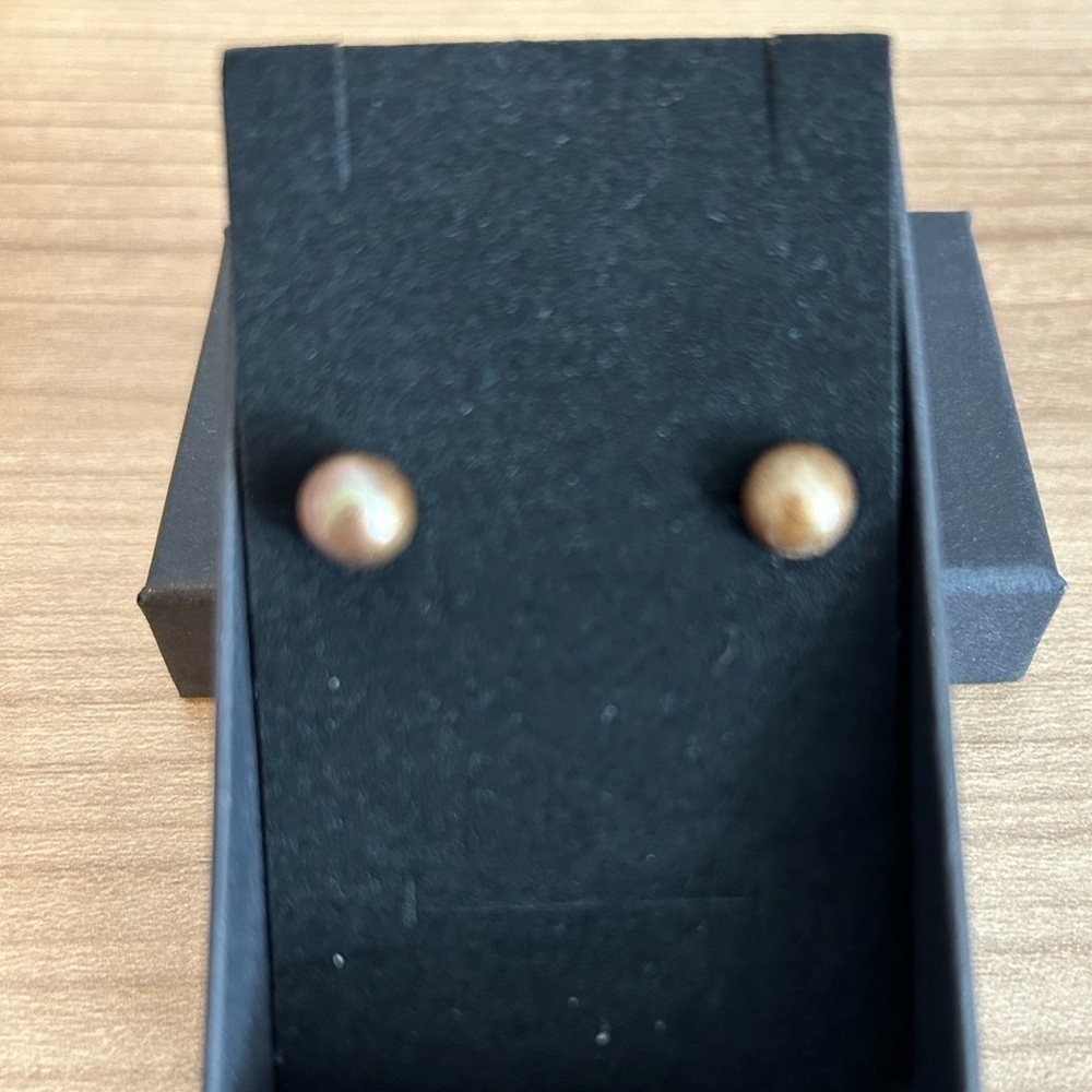 Faux Pearl Stud Earrings on Sterling Silver Posts - 7-8mm NWOT